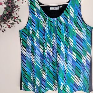 Avenue  Modern Striped Pleated Tank 26 28…